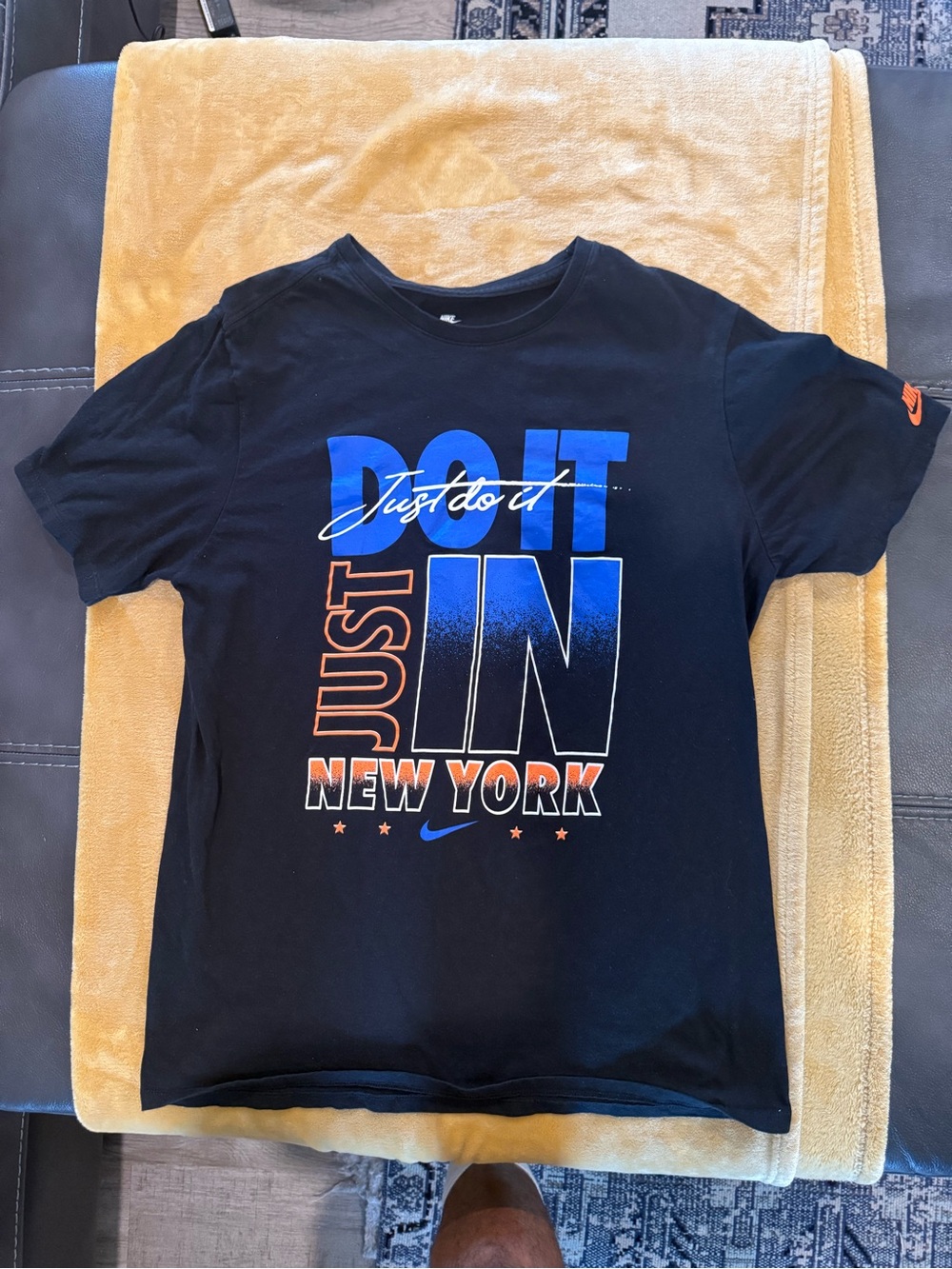 Nike Black Graphic Tee with Blue Accents